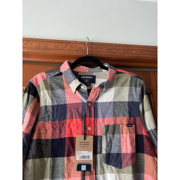 NWT Chubbies Men's the IPlaid Classic Fit Stretch Flannel Button Up Shirt Size L - Picture 2 of 14